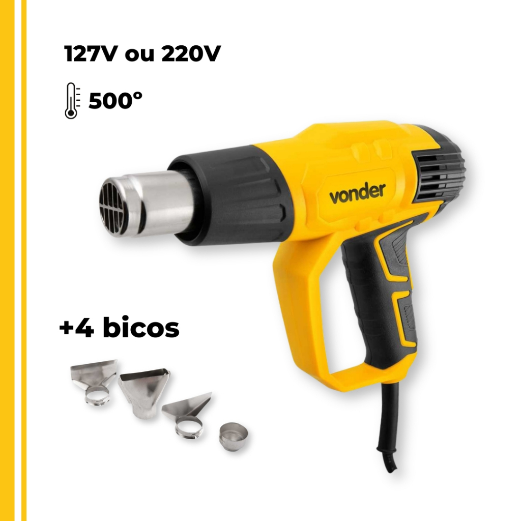 Soprador Térmico Profissional De Alta Temperatura 500° Vonder STV150 1500w 60Hz Com 4 Bicos