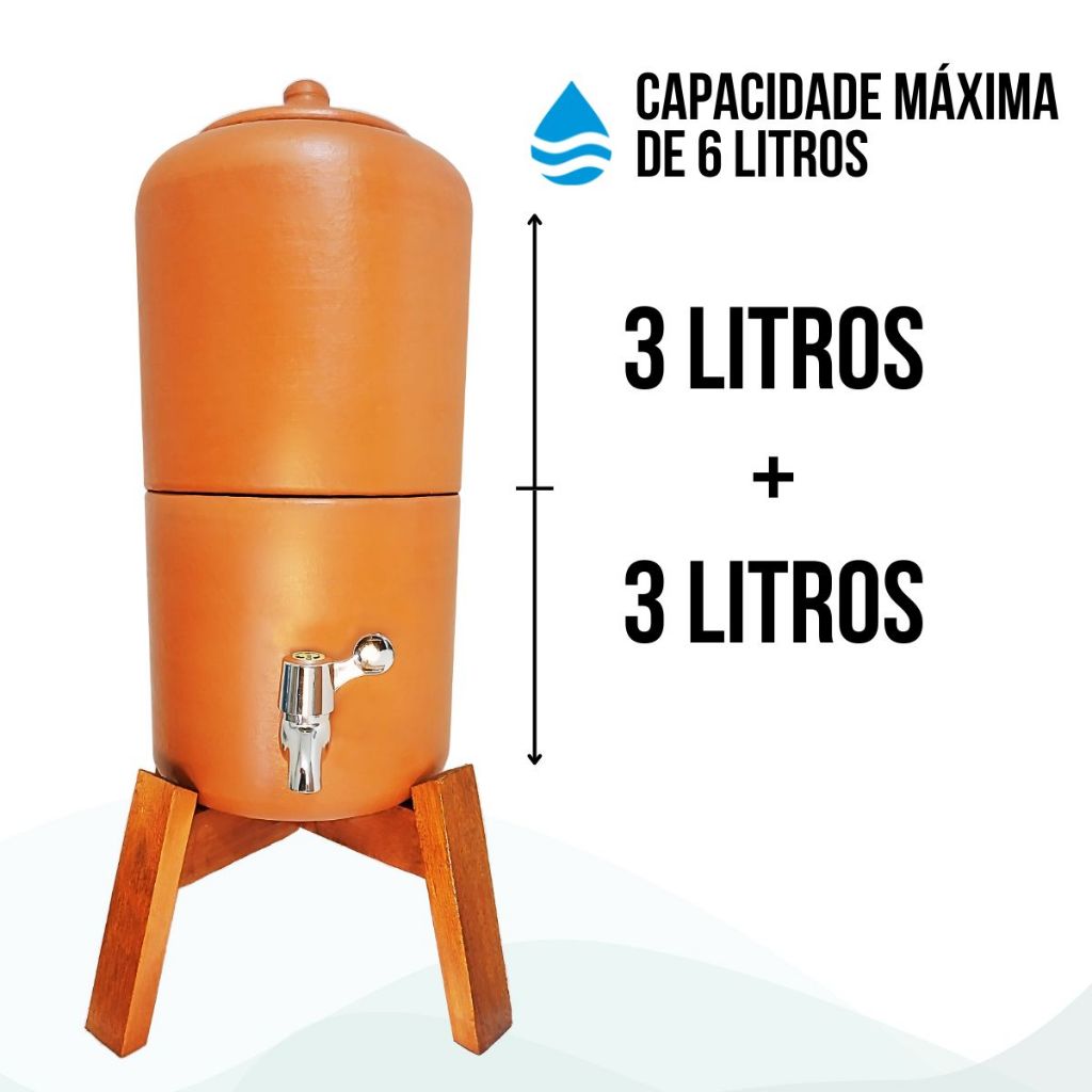 Filtro De Água 6L de Barro + Suporte .Filtro de Agua Para Apartamento ...