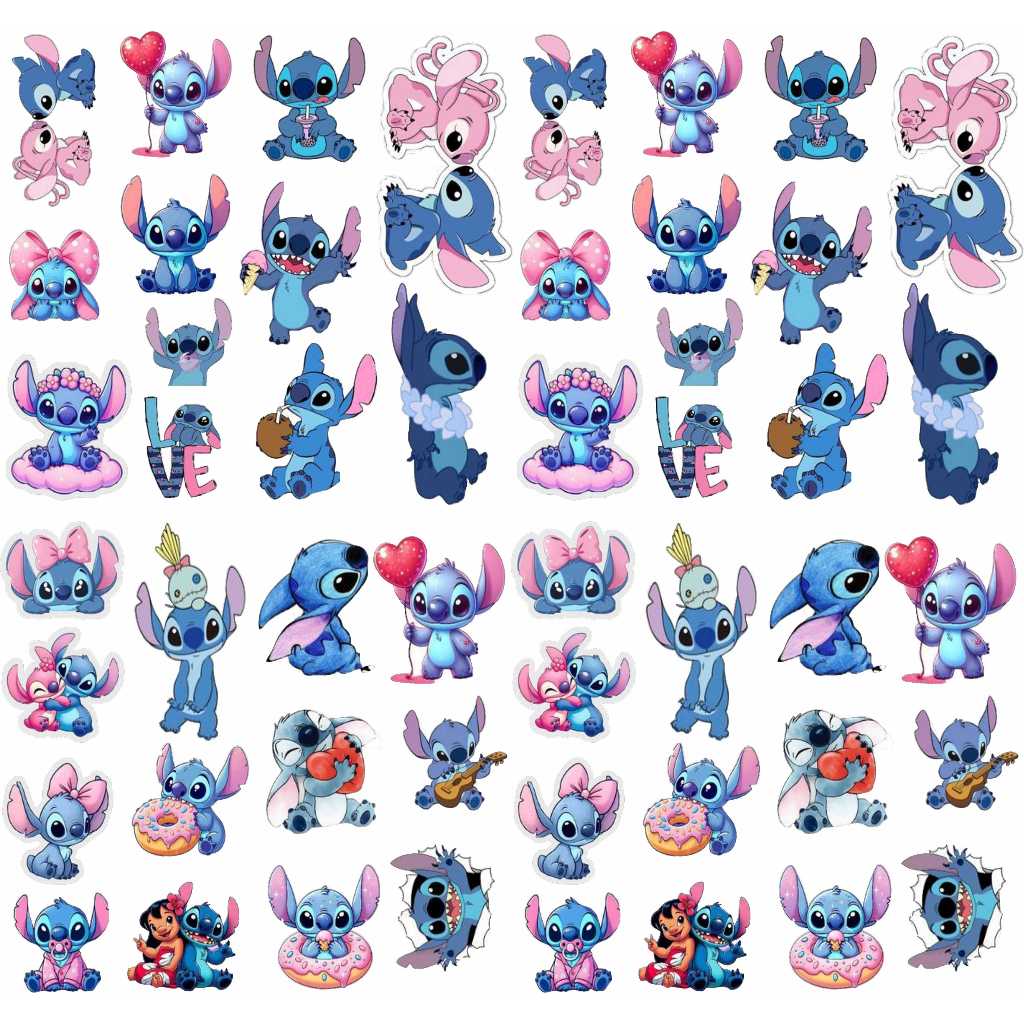 KIT ADESIVO STITCH 50 ADESIVOS OHANA LILO VINIL RESISTENTE | Shopee Brasil