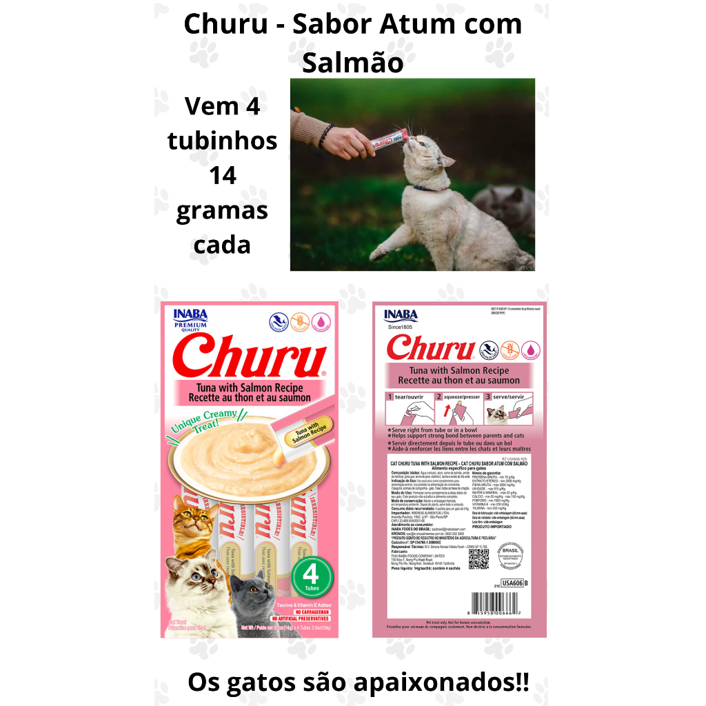 Petisco Super Premium Pasta Churu Sabor Salmão com Atum - Embalagem com ...