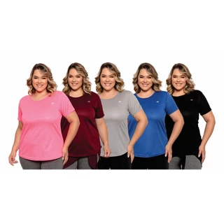 KIT 5 CAMISETAS DRY FIT FEMININAS PLUS SIZE FITNESS ACADEMIA