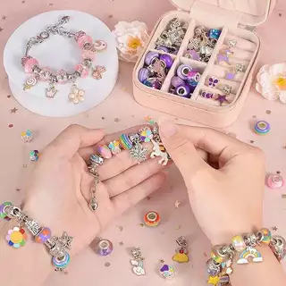 Porta Joias Com KIT De Fabricação De Pulseira Com Pingentes e Berloques Conjunto Para Meninas