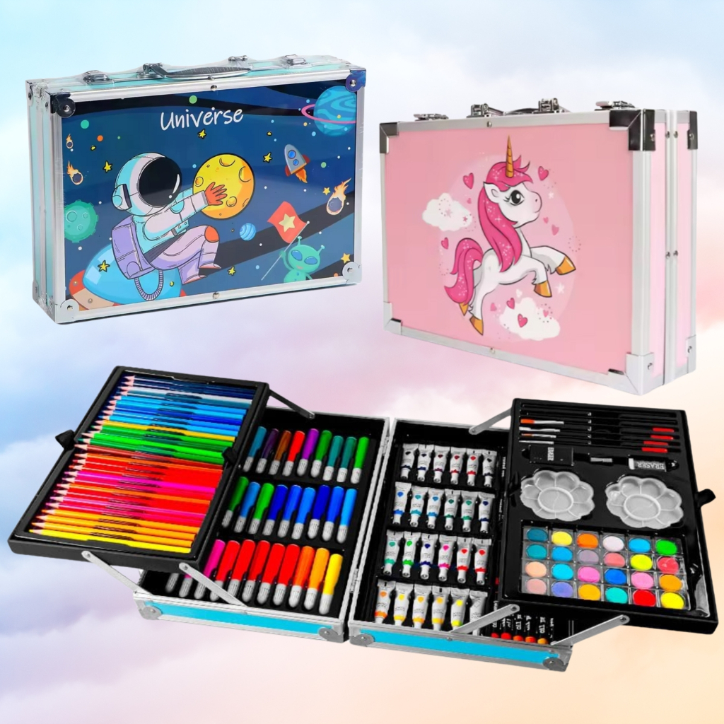 Maleta Kit Pintura Artística Para Desenho e Trabalho Escolar C/144 Peças