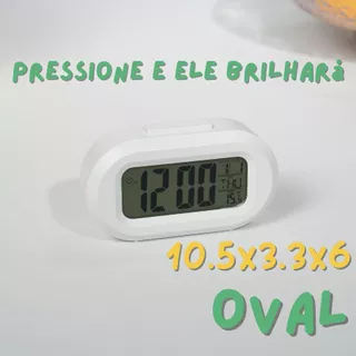 Relógio Digital Despertador Mesa Cabeceira Branco 10.5x3.3x6 Alarme LED Temperatura Data Calendário em Oferta na Shopee
