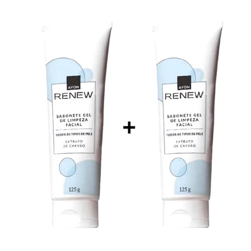 kit sabonete gel de limpeza facial com extrato de carvão renew