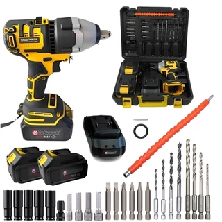 Kit Chave De Impacto 3 em 1 48v Brushless 1/2pol Profissional Com 30 peças