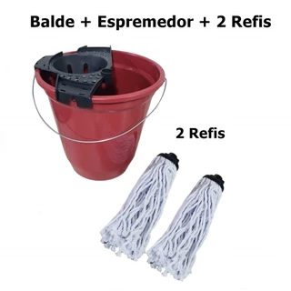 Kit 2 Refis Mop Esfregao Algodao + BALDE 13 Litros Especial Limpeza + Espremedor - O MAIS VENDIDO em Oferta na Shopee