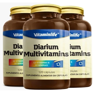 Diarium Multivitamínico Completo 120 Cápsulas Vitaminas Vários Tamanhos Vitaminlife Envio Imediato