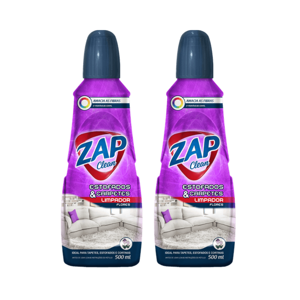 KIT 2 LIMPA ESTOFADOS E CARPETES ZAP CLEAN 500ml - ORIGINAL | Shopee Brasil