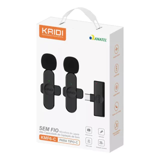 Microfone Lapela Duplo Kaidi PARA IPHONE ou Entrada Tipo C e Sem Fio