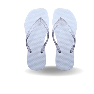 Kit 20 Pares Chinelo Feminino Correia de Glitter Bico Quadrado