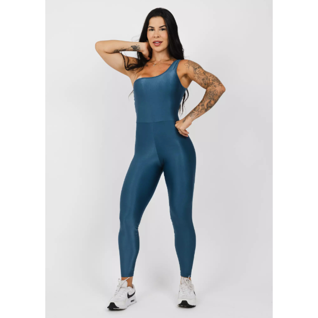 Macacão Longo Fit Aveludado Fitness Academia Compressão Poliamida ...