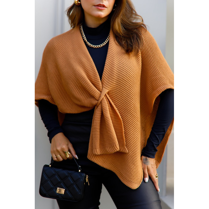 Capa Tricot Colete Poncho Kimono Feminino estiloso Shopee Brasil