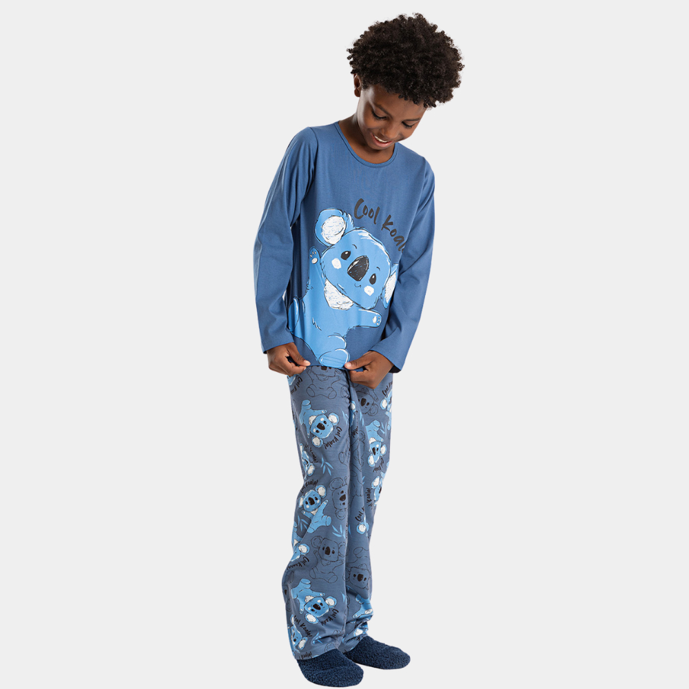 Pijama Longo Infantil Menino Blusa e Calça Coala Legal em Oferta na Shopee