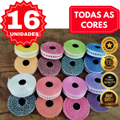 Kit 16 Rolos Galão Passa Fita Falso todas as cores com 10 Metros cada de 16.5mm 100% Poliéster