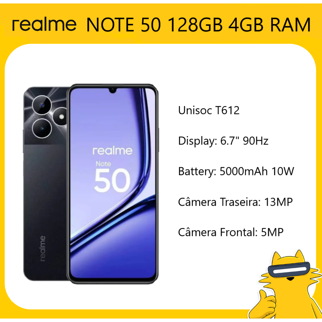 Celular Realme Note 50 Dual Sim 128 Gb Preto 4 Gb Ram PRETO