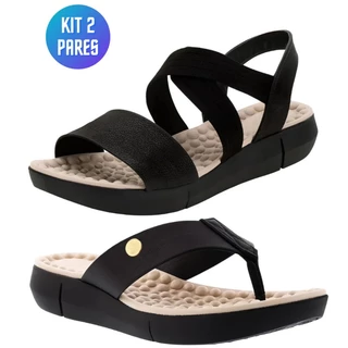 Kit 2 pares Sandália Chinelo Ortopedica Feminino Massageador Confortável Rasteira Tamanco