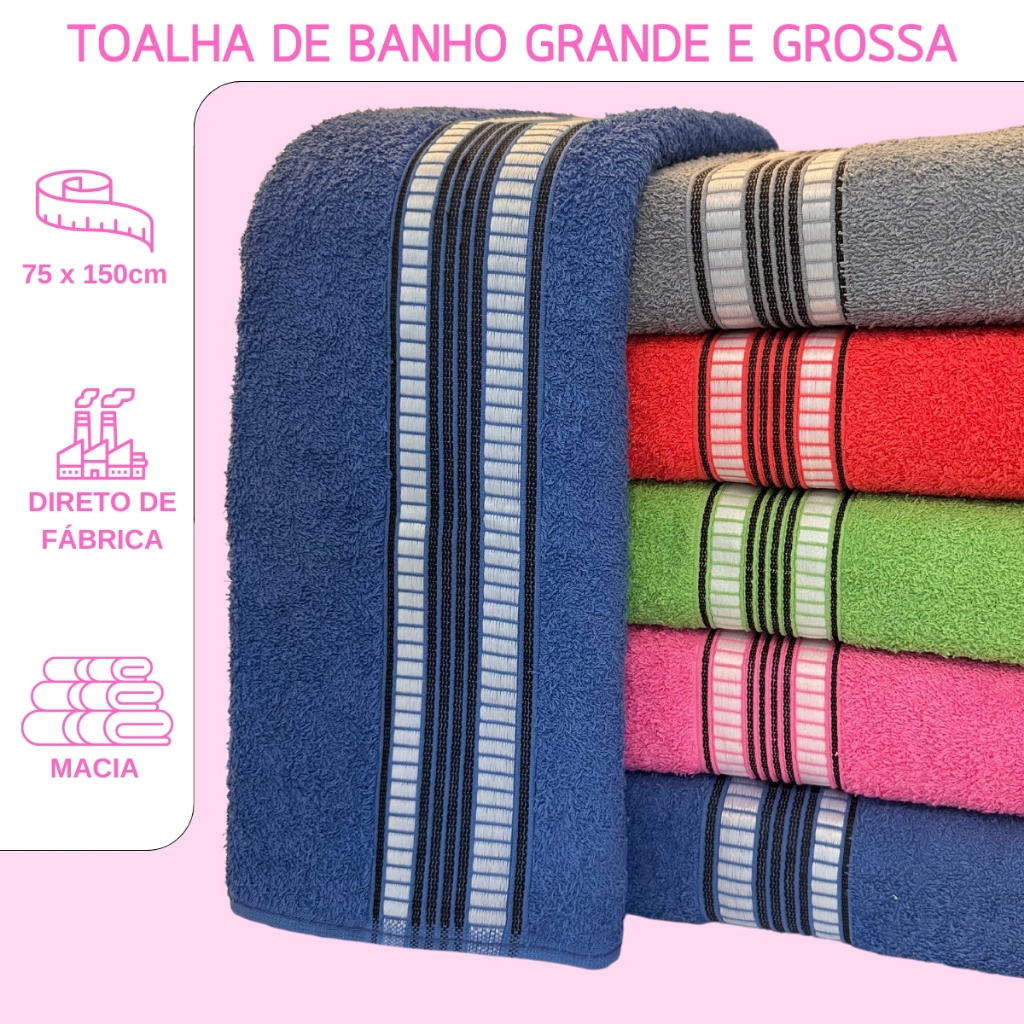 Toalha de Banho Grossa 100% Algodão Alta Durabilidade MF01-C12