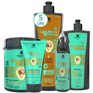 5 KIT CACHEIA DIVAS CRESPOS HÁBITO CACHOS DEFINIDOS E HIDRATADOS