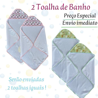 Kit 2 Toalha de Banho Felpuda para bebê 2 Unidades Menina Menino em Oferta na Shopee