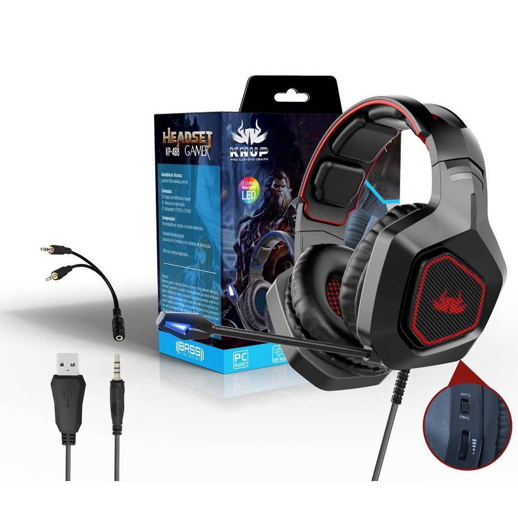 HEADSET GAMER KNUP KP-488 | Shopee Brasil