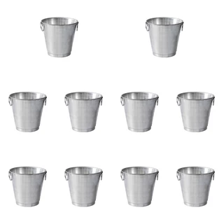 Kit 10 Baldes Alumínio Puro 2,5L 19cm 4 Latinhas 269ml Festas Bares Elegante Resistente
