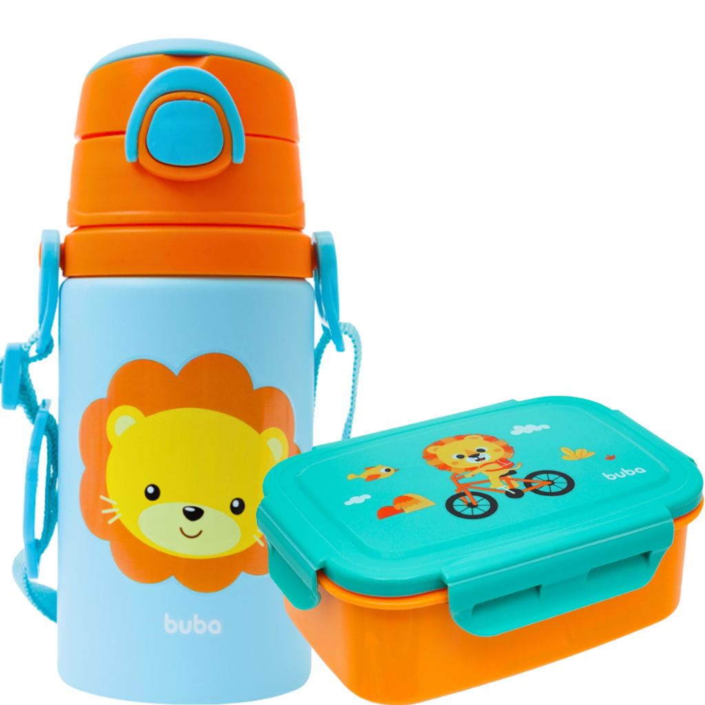 Kit Pote Térmico e Garrafa Inox Infantil Buba – Mantém Bebidas e ...