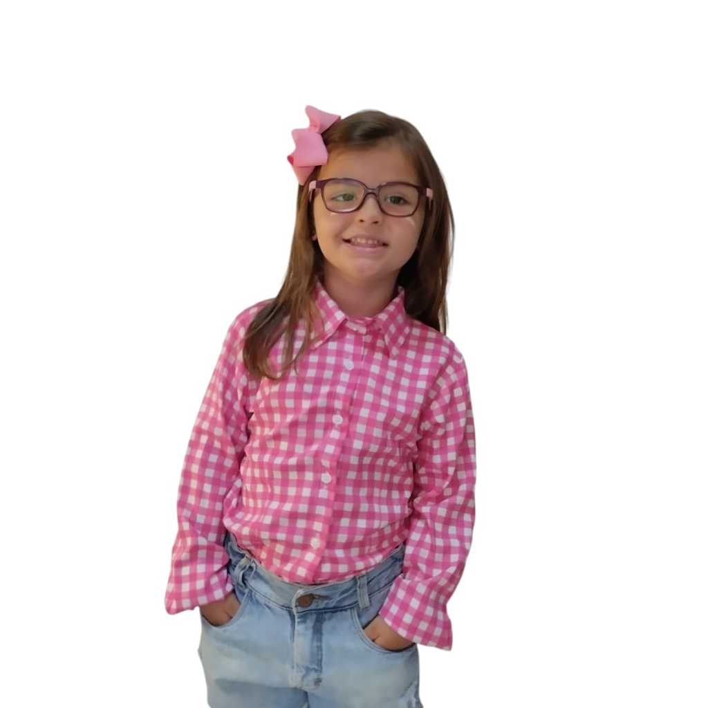 Camisa Infantil Xadrez Feminina Manga Longa Viscose Blusa Menina ...