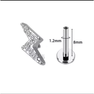 Piercing Raio Com Zircônias Cravejado Para Furo Orelha Tragus Helix