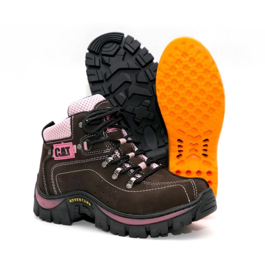 Bota Coturno Caterpillar Feminino Couro Legitimo Palmilha em Gel