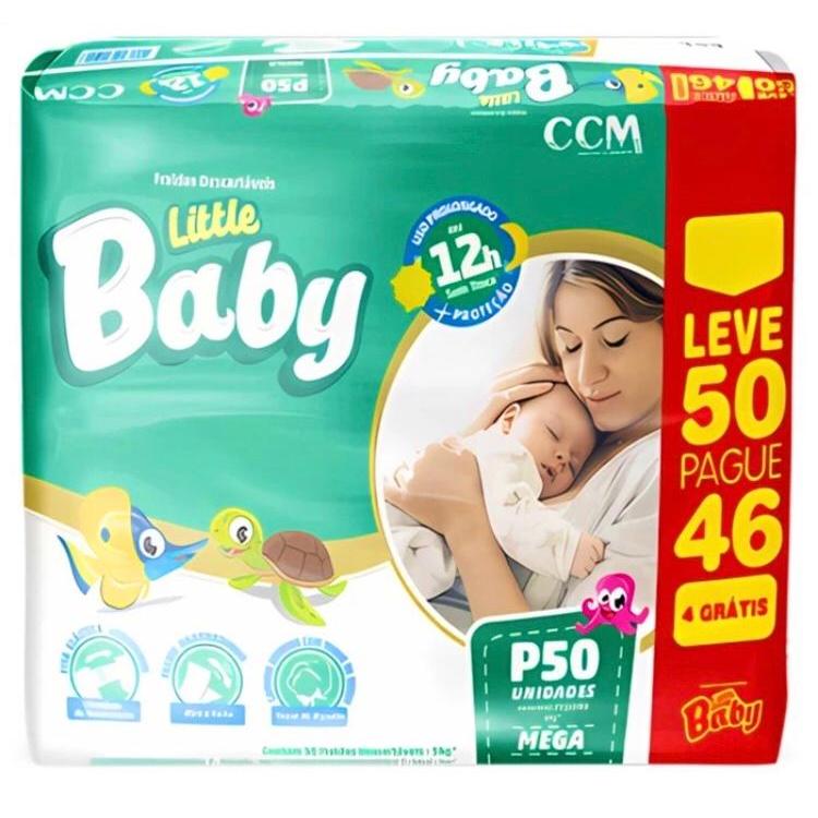Fralda Descartável LITTLE BABY Tam P pacote MEGA com 50 Fraldas ...
