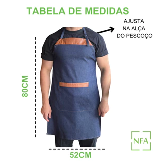 Kit 3 Avental Jeans com Couro Garçom Cozinha Lanchonete Ajustável Corpo Churrasqueiro