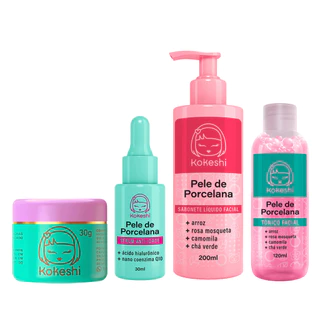 Kit Rotina Skin Care Kokeshi Sabonete Tônic Sérum Anti-idade