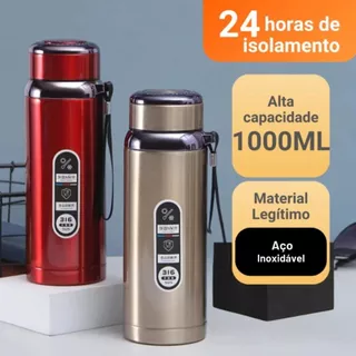 Garrafa Térmica 1000 ml Inox Água Café Academia Acampamento 1 Litro