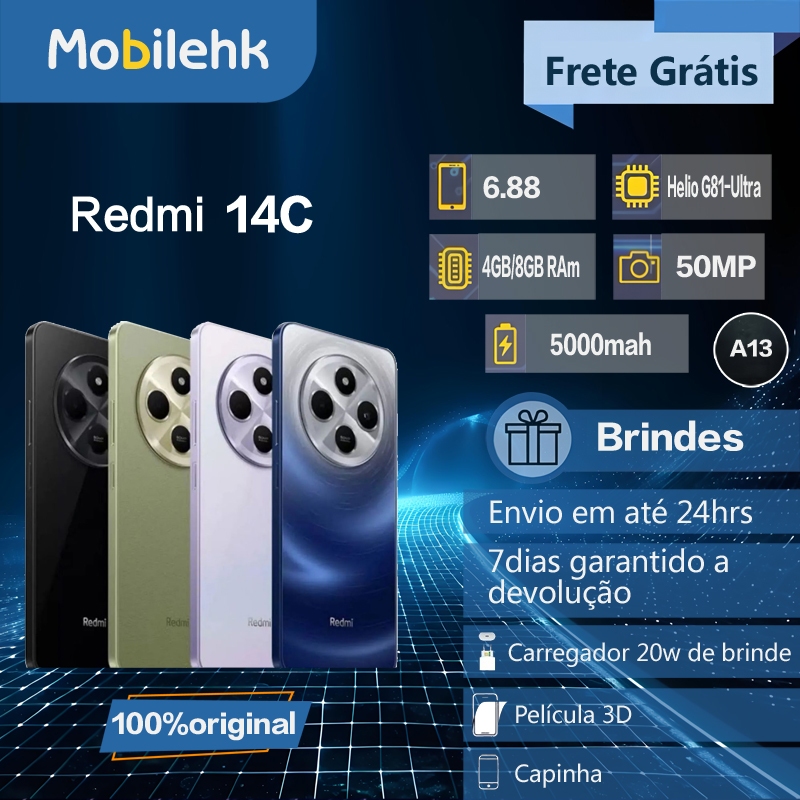 Smartphone Celular Xiaomi Redmi 14c 256gb 8gb RAM 128gb 4gb Dual Sim 50MP Global 14 c Lançamento