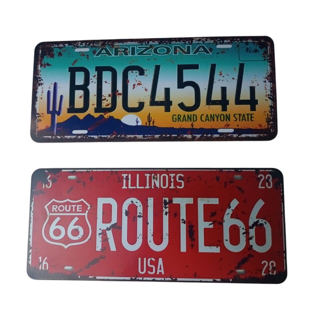 kit com duas placas estilo tema americano Grand Canyon Rota 66 Arizona