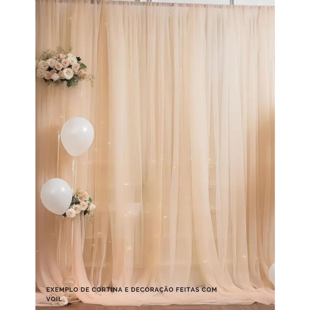 Tecido Voil Voal Palha 3,00 metros para cortinas decoração festa ...