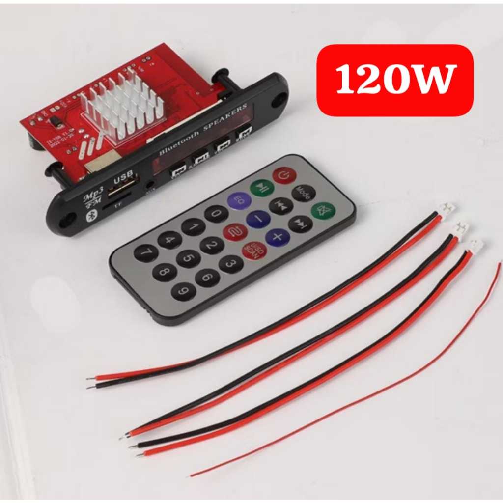 Placa Amplificada Bluetooth V5.0 120W MP3 Decodificador Fm Aux Alto-Falante Rádio Player Automotivo DC 8V-24V