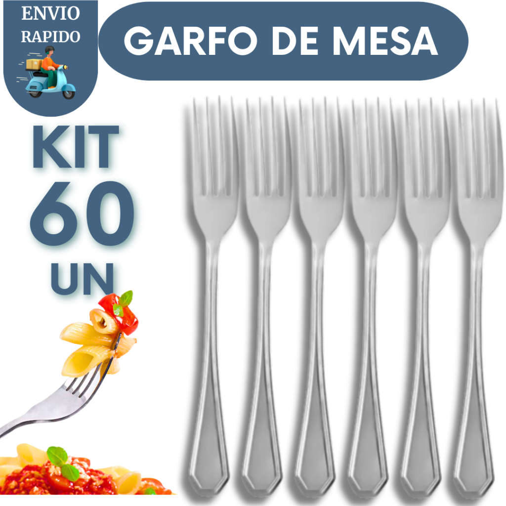 Kit 60 Garfo de Mesa De Almoço e Jantar em Aço Inox Restaurantes ...