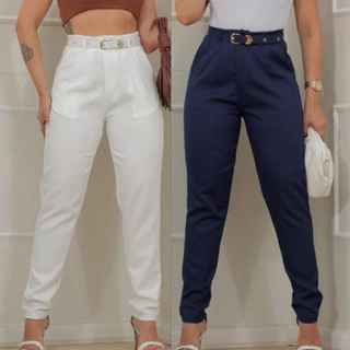 Calça Social Skinny Zara Feminina Alfaiataria Cintura Alta Casual Com Cinto