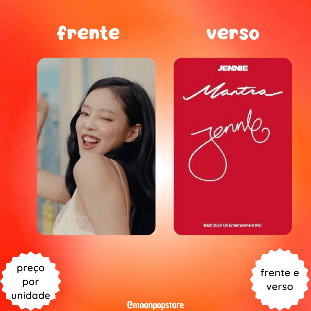 Photocard Kpop Jennie Blackpink Mantra - VALOR POR UNIDADE