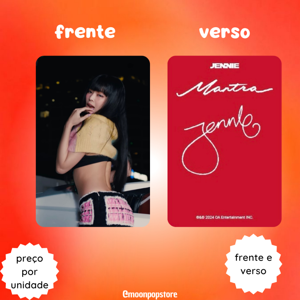 Photocard Kpop Jennie Blackpink Mantra - VALOR POR UNIDADE