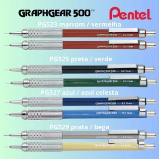 Lapiseira Pentel Graphgear 500 cores tradicionais e edição limitada Técnica Profissional