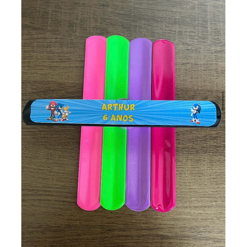 30 Pulseiras Bate Enrola Personalizadas Sonic (FAZEMOS QUALQUER TEMA ...