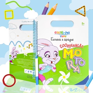 Livro Caderno De Caligrafia Infantil + Caneta Apagável Coordenação Motora - Espiral Maletinha + de 70 Atividades em Oferta na Shopee