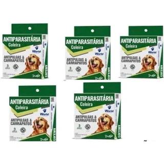 5 Coleiras Dugs Antipulgas e Carrapatos p/Cães 17g c/ 56cm- World Veterinária