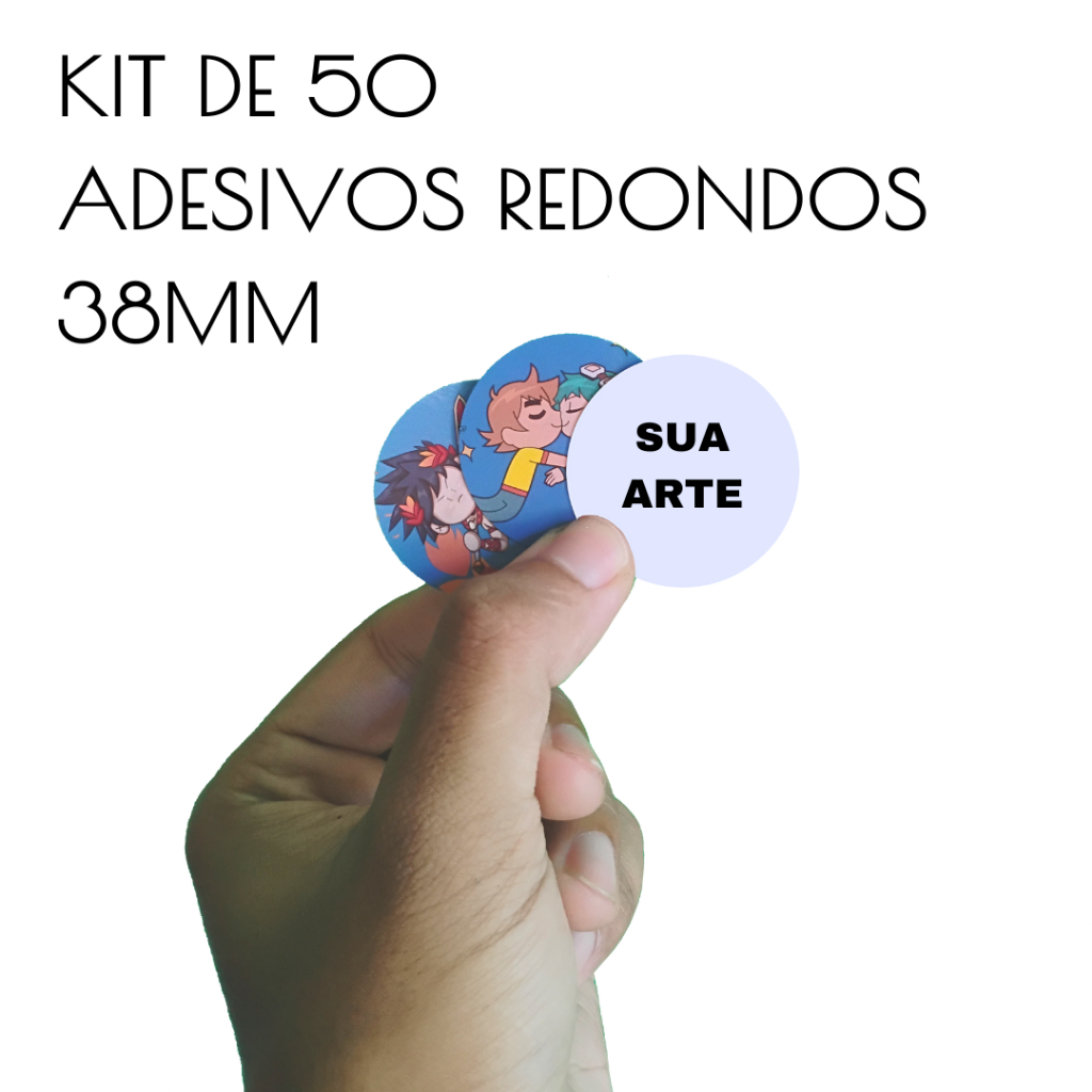 Kit de 50 adesivos redondos 38mm laminados efeito holográfico ...