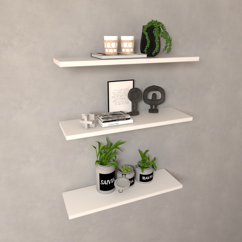Kits de Prateleiras 60x20 cm MDF Branco preto madeirado Suporte Invisivel Decoração