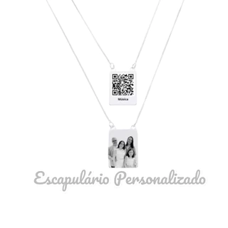 Colar Escapulário Personalizado com Foto Gravação a Laser Banhado a Prata925