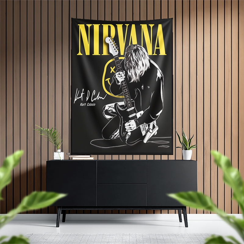 Nirvana  Cobain A1サイズ ポスター Bandeira Tecido De Parede Pano Estampado Poster Nirvana Kurt
